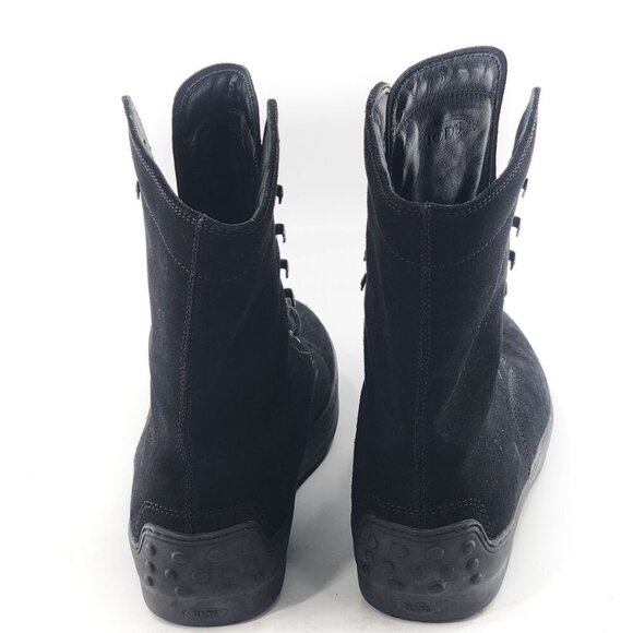 TOD'S Men's Black Suede Lace Up Boots Zip Unisex - Picture 5 of 11
